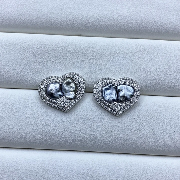 银S925镶嵌耳饰海水珍珠