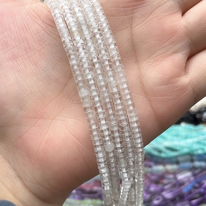 未镶嵌玛瑙/玉髓珠宝半成品一条4/2mm左右白水晶直切