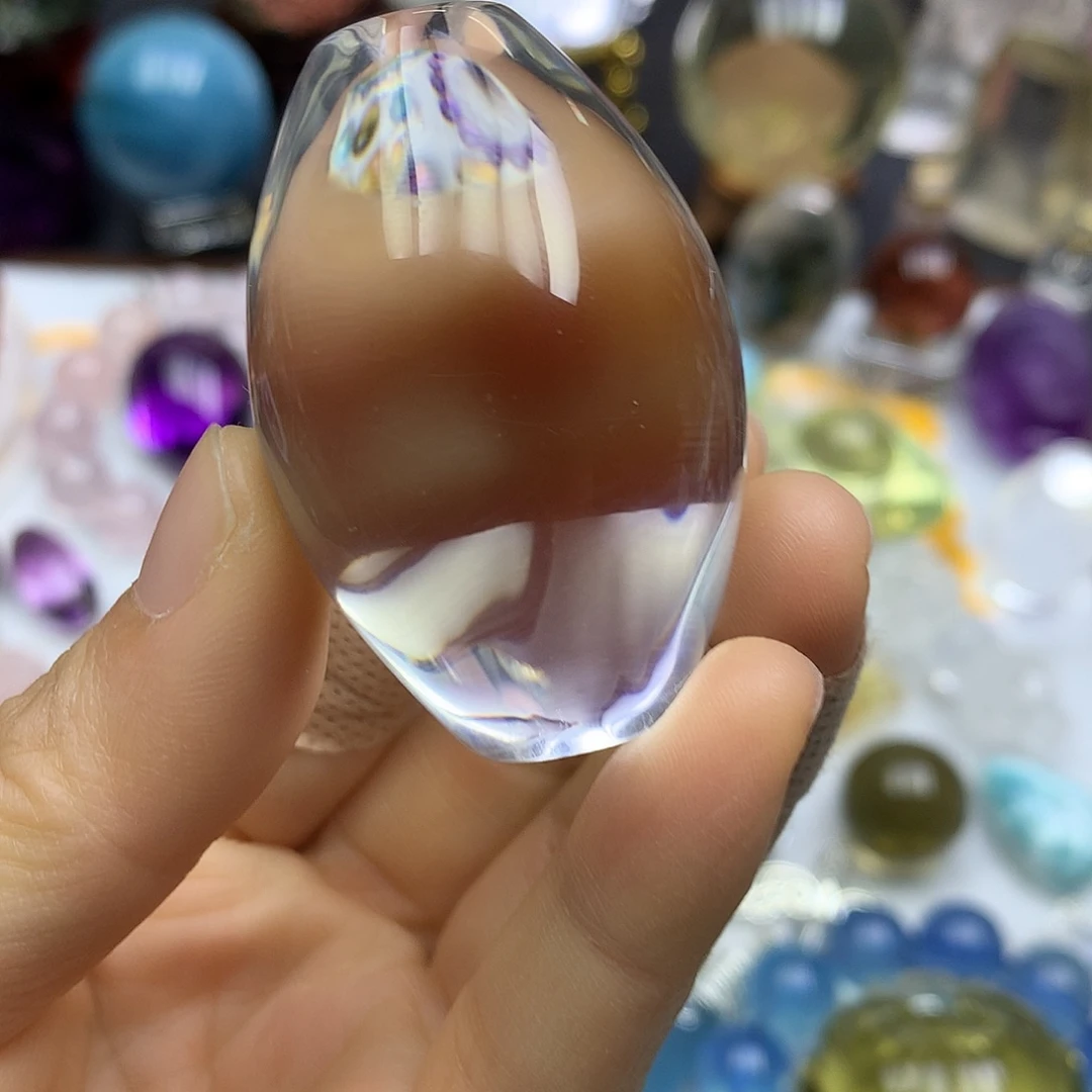 未镶嵌水晶珠宝半成品净透体白水晶手把