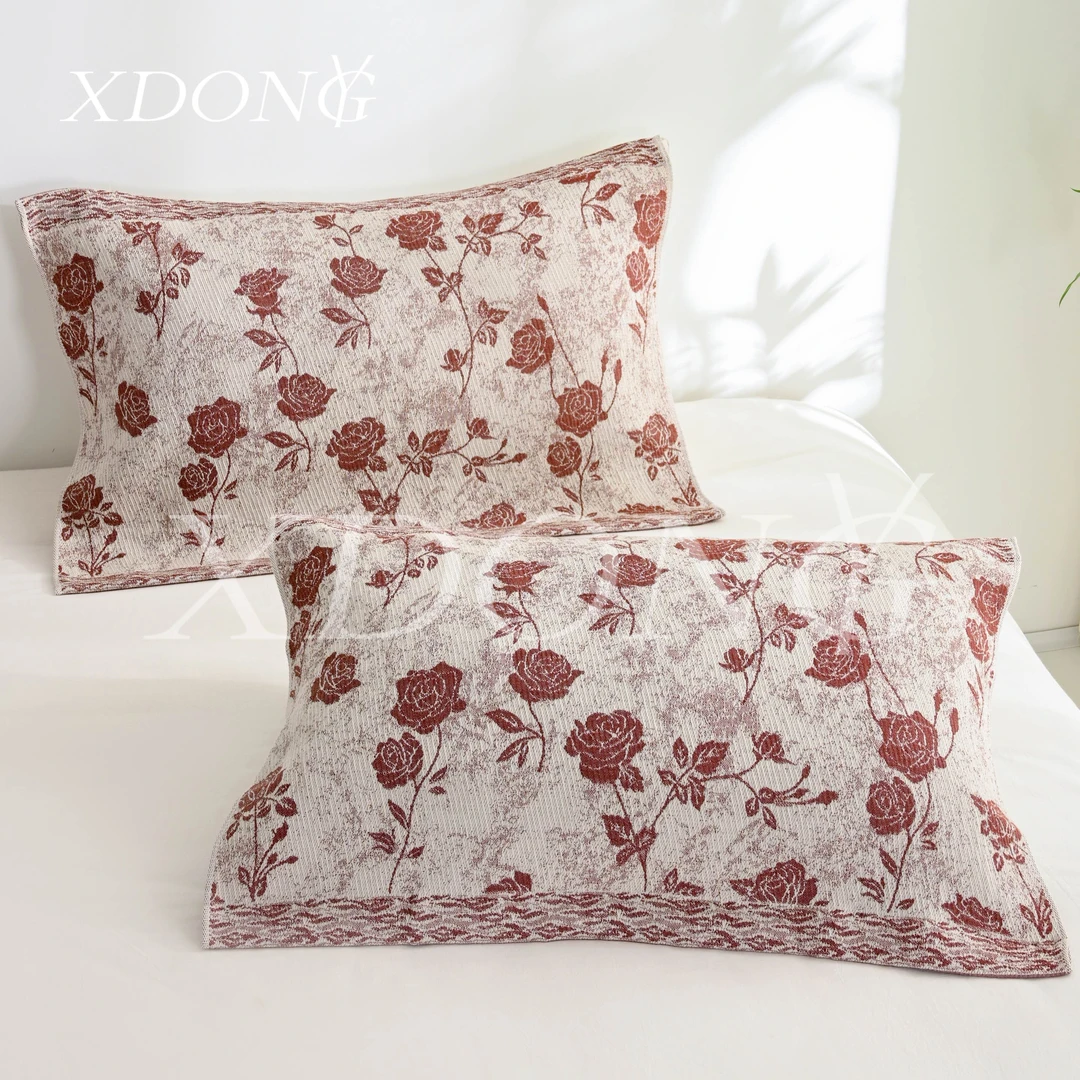 XDONGY（冬云家纺）高定52*75 雨露棉 麻 暗香浮动 枕巾一对装
