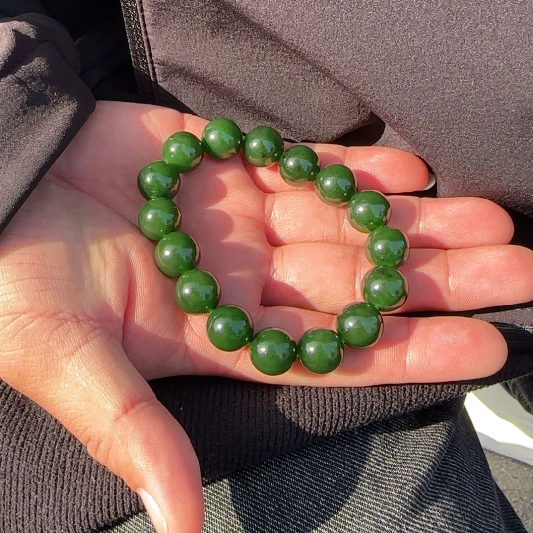 和田玉未镶嵌手链俄碧辣绿卡13