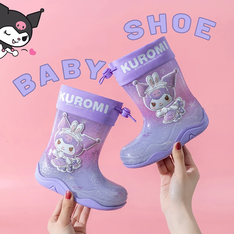 儿童雨鞋女童卡通三丽鸥可爱防滑幼儿园宝宝女孩中筒轻便时尚水鞋