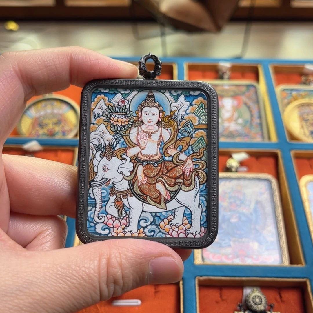 吊坠?****普贤 青海热贡唐卡