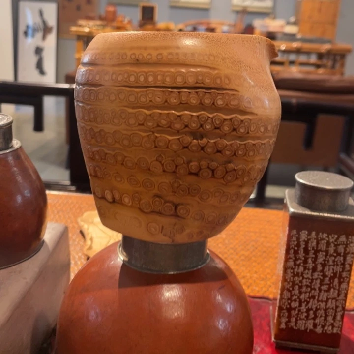 紫砂纯手工老竹根公道杯