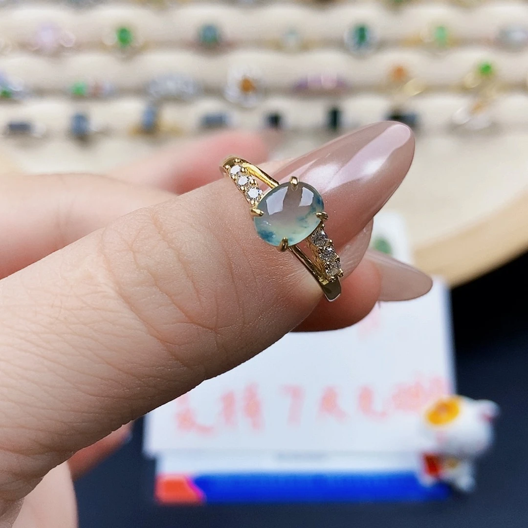 翡翠戒指银S925镶嵌?****