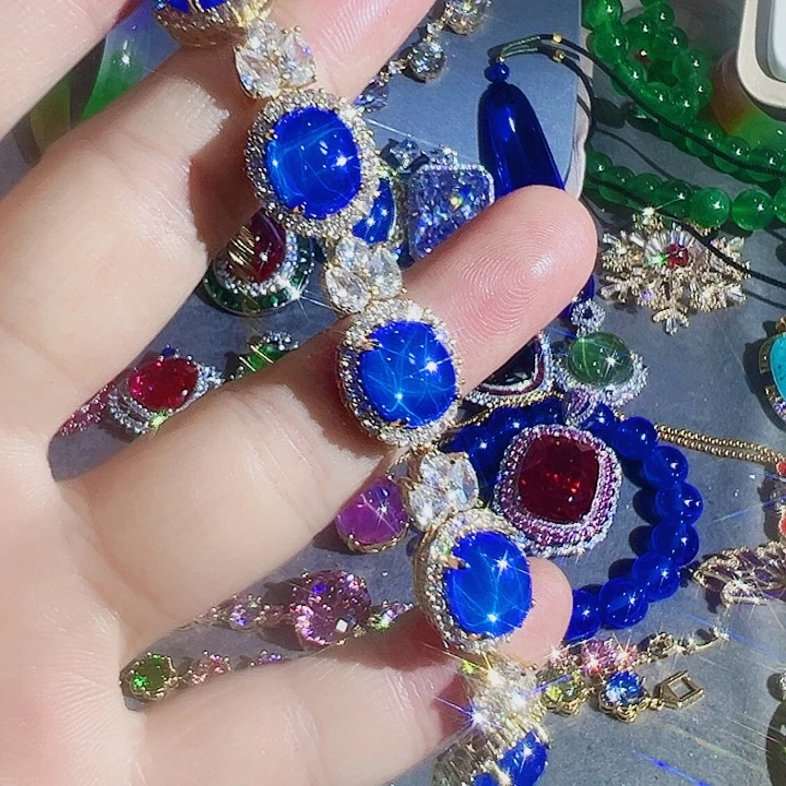 钨金红色蓝色满钻镶嵌