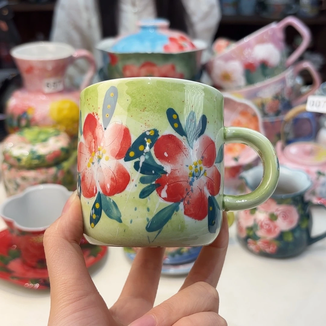 瓷片景德镇手绘高温釉下彩陶瓷茶具