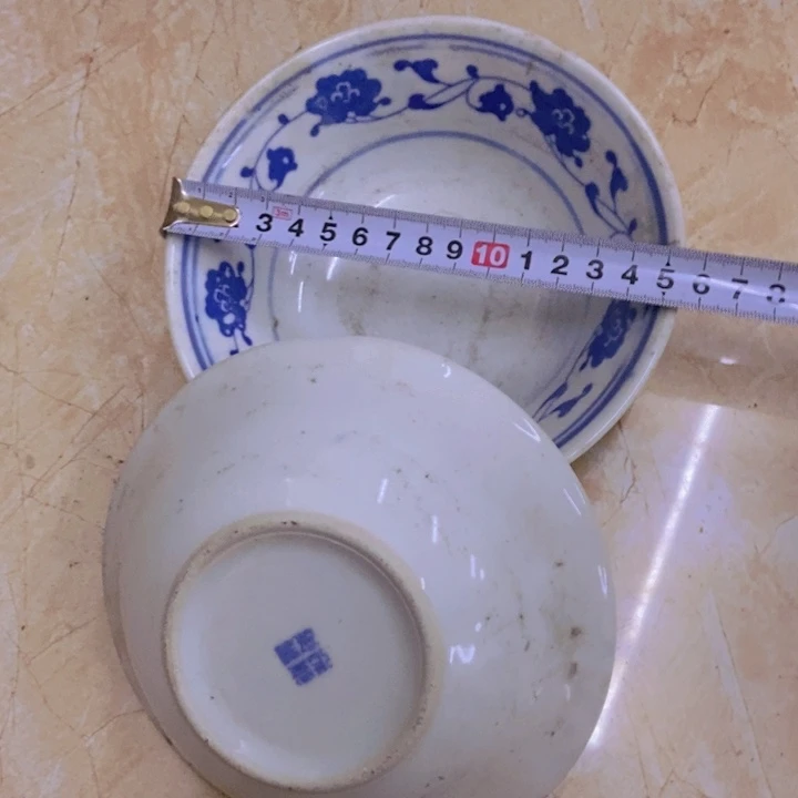 摆件2个15.5厘米高4.5厘米芙蓉花碗