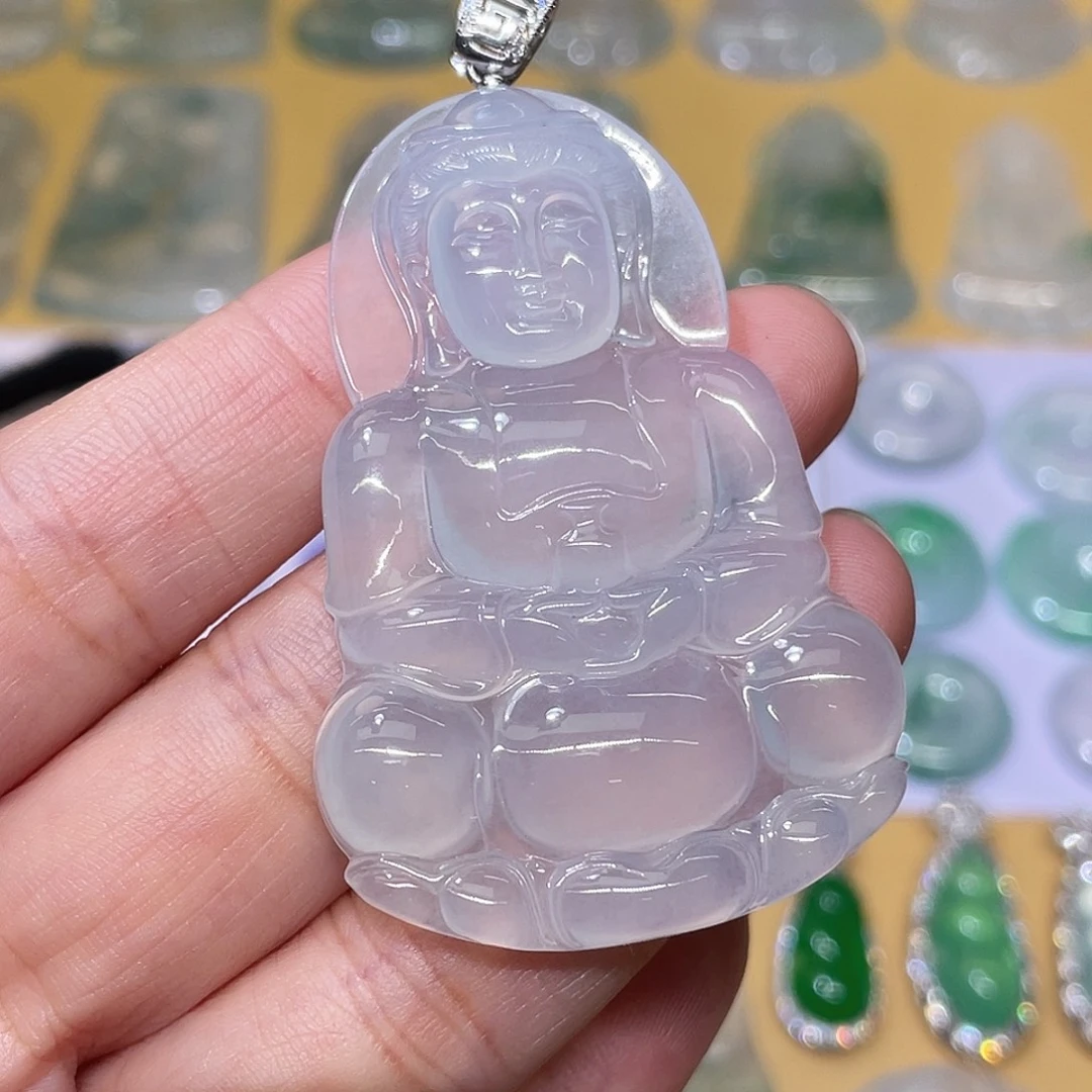 翡翠18K金镶嵌颈饰正装观音