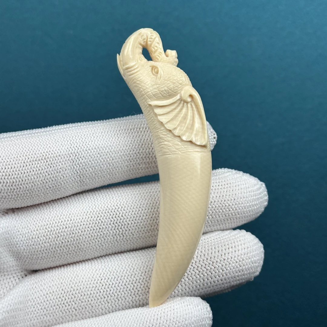 H25-11天然猛犸牙 象神牙尖 14*75.6mm支持复检假一罚十