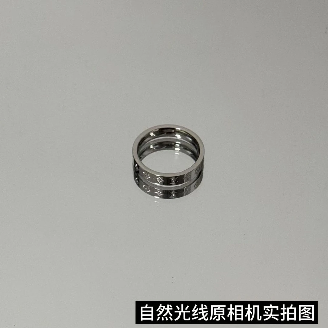 钛钢戒指 1902-银色老花钛钢戒指洗澡不掉色银戒