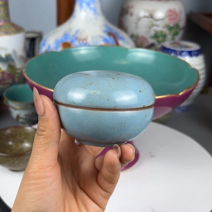摆件汝窑粉盒！！！