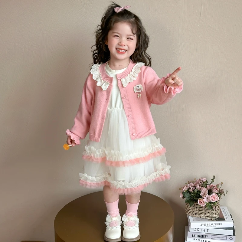 女童蛋糕裙两件套时髦2025春秋装时髦女宝宝长袖连衣裙公主裙甜美