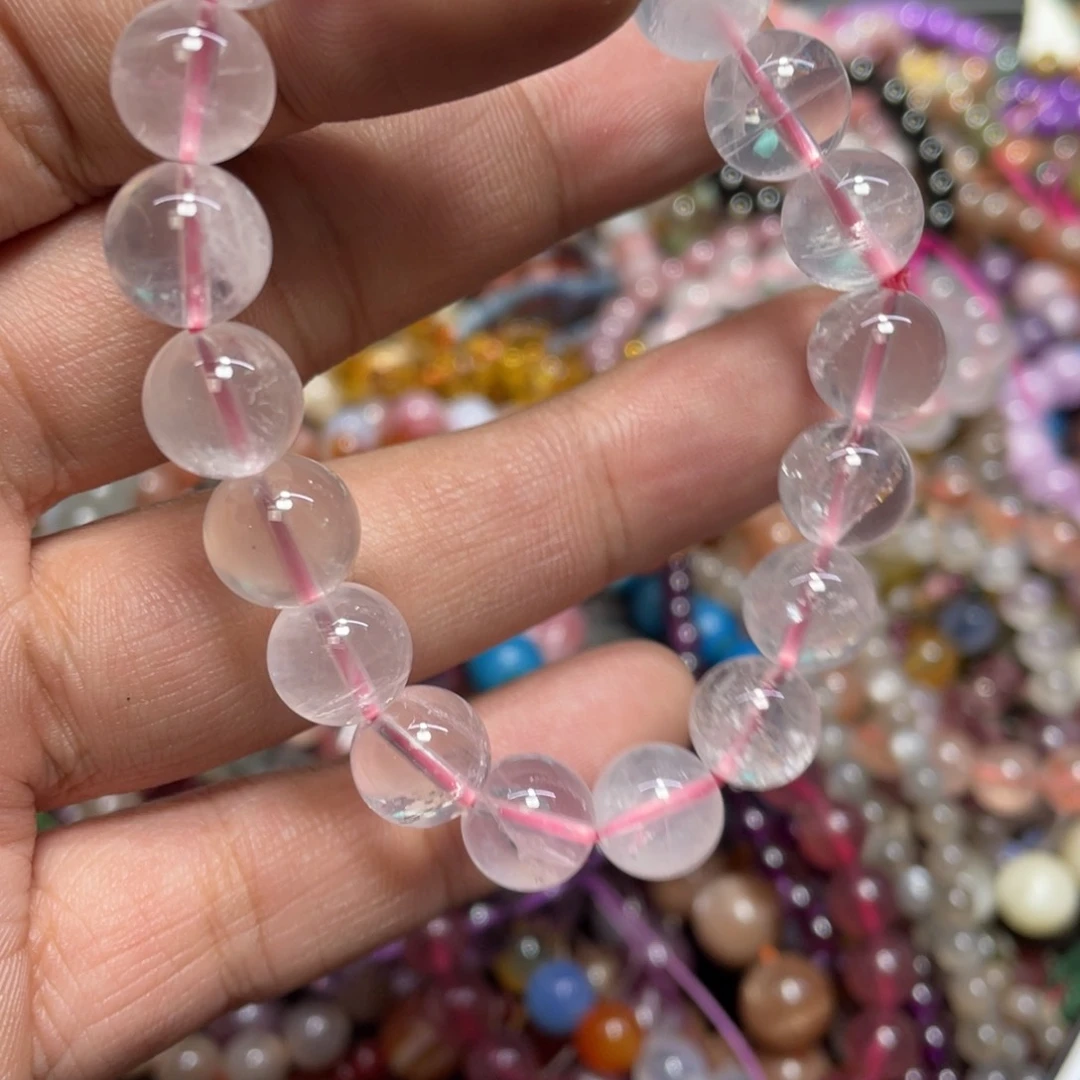 烟晶手链银S800镀金镶嵌