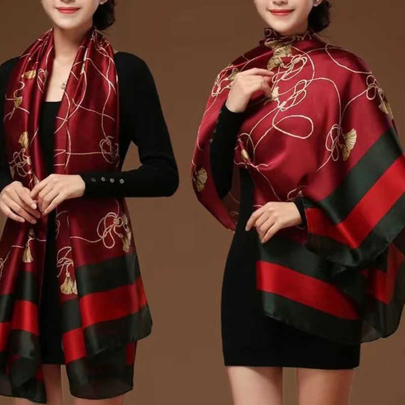 200X100CM【红锦绣】A78丝巾