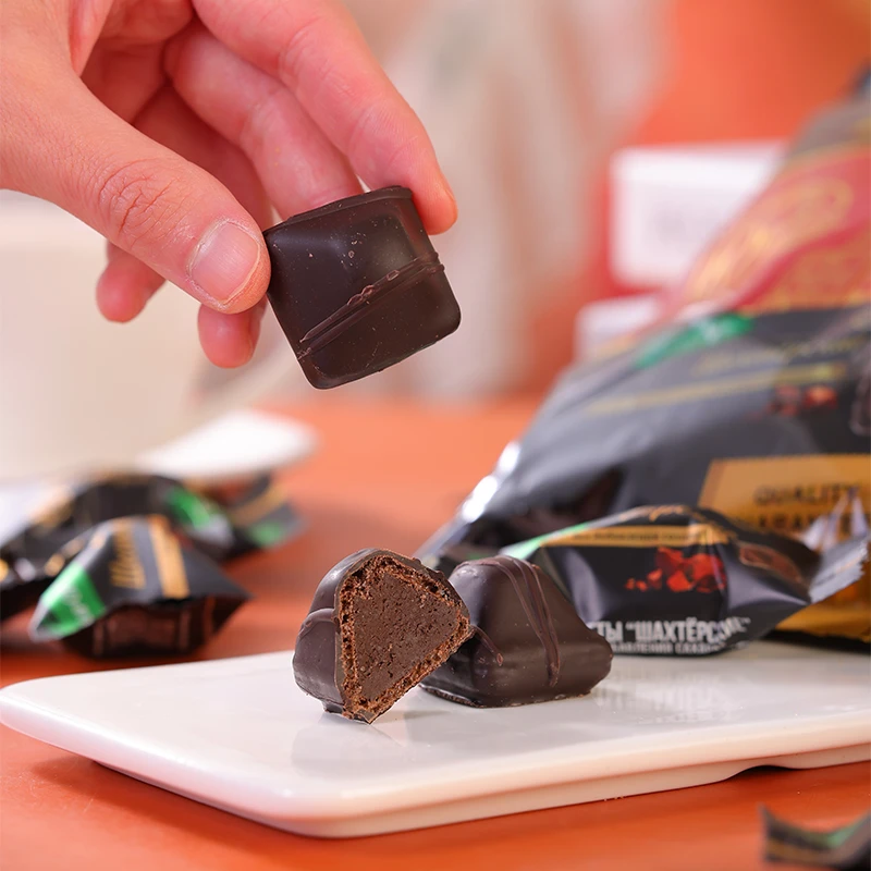 俄罗斯进口拉迈尔牌0蔗糖黑巧克力夹心糖250克/袋