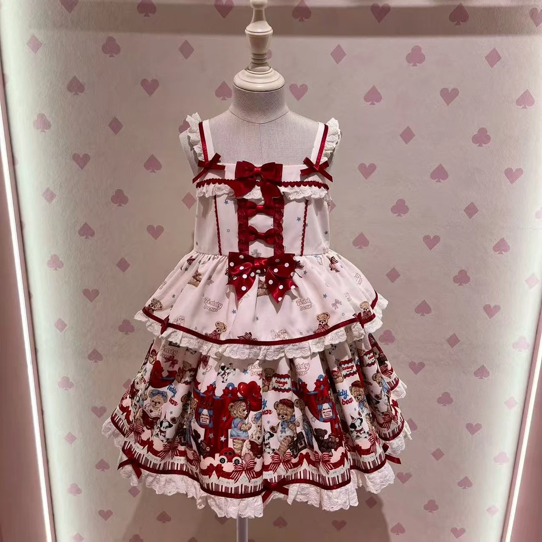 仲夏物语Lolita小熊学园童装蛋糕jsk可爱吊带连衣裙