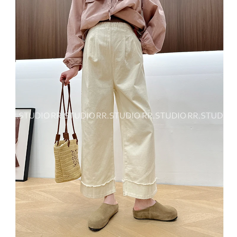 孕妇牛仔裤直筒孕妇裤子白色阔腿裤DY1791