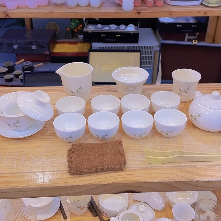 竹节高升羊脂玉套装