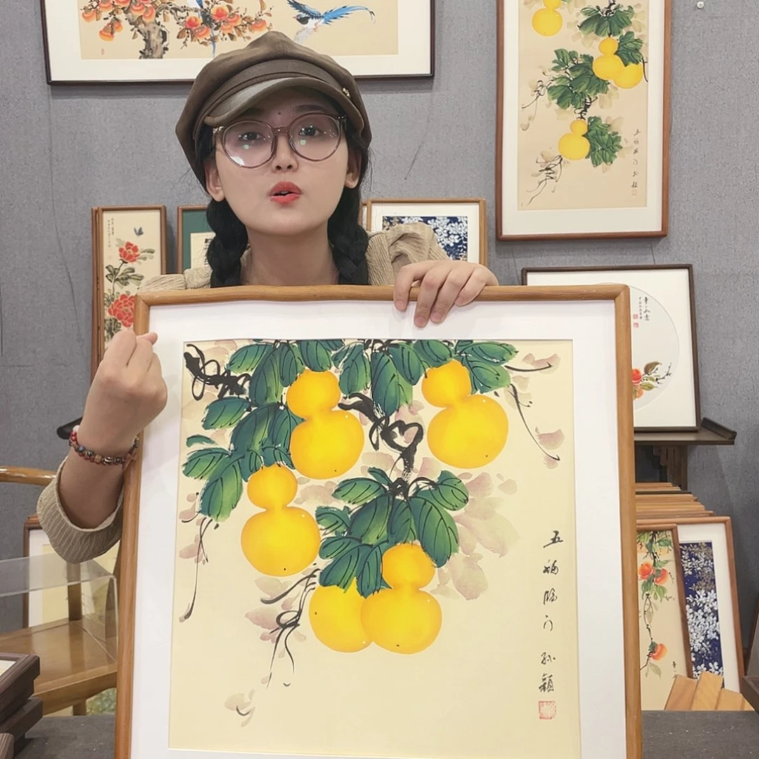 书法手绘带框尺寸：53*53