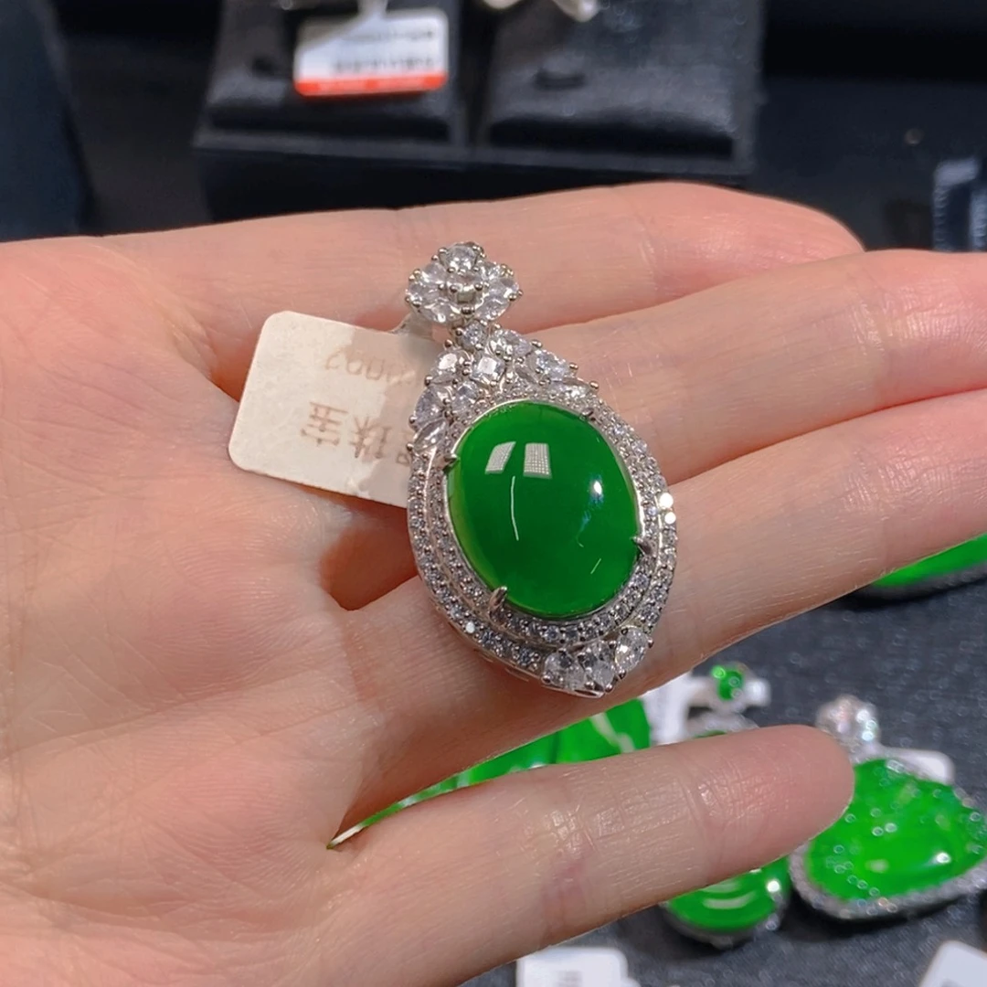 翡翠银S925镶嵌吊坠(不含链)姚*德