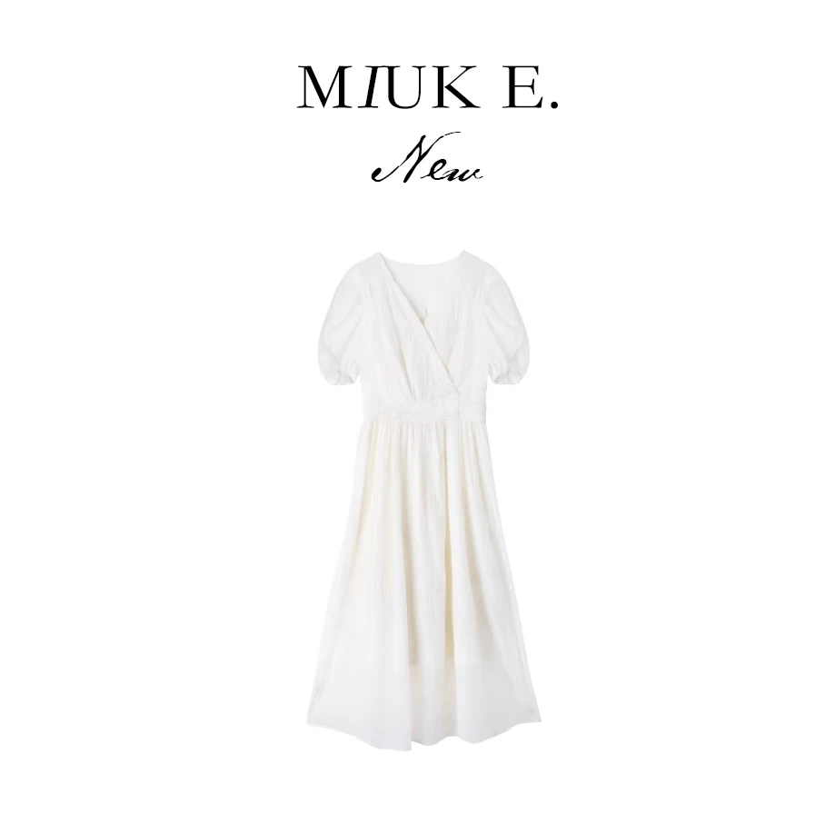 MIUKE STUDIO 2025新款莱赛尔高腰连衣裙小众设计感复古显瘦裙子