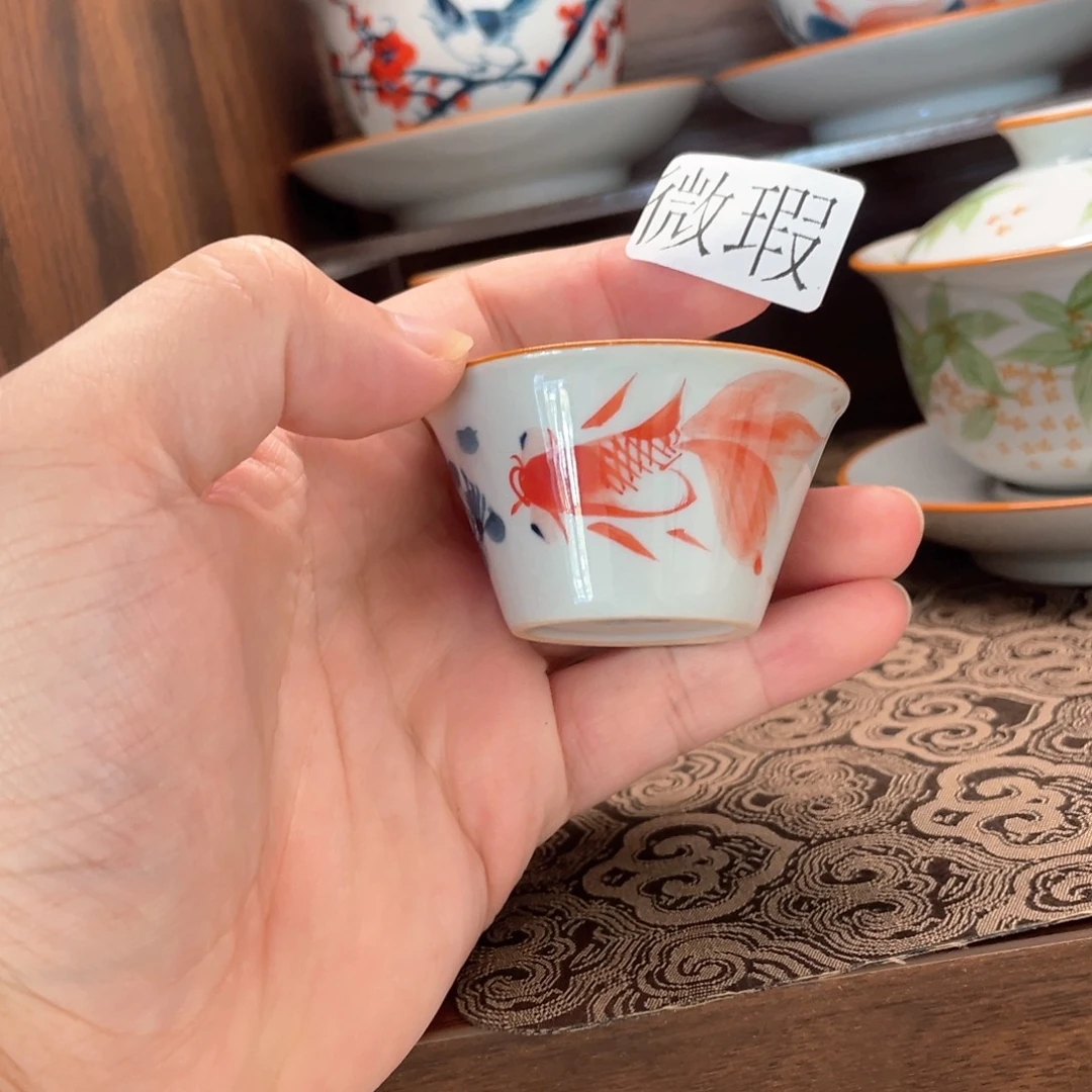釉下手绘茶具微瑕