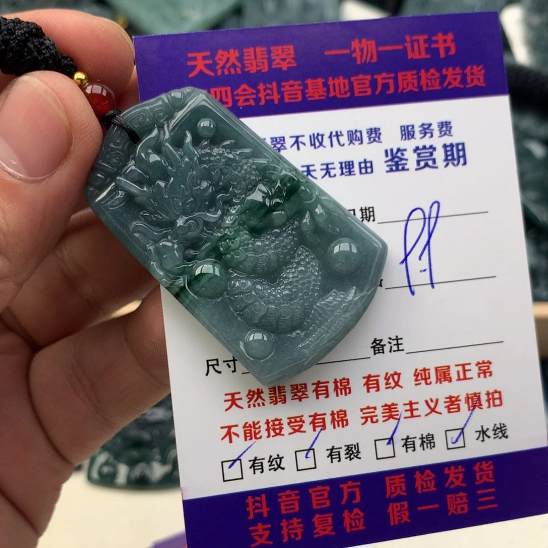 颈饰未镶嵌翡翠龙牌