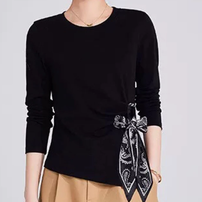 「旭润服饰」21款丝巾不规则打底衫