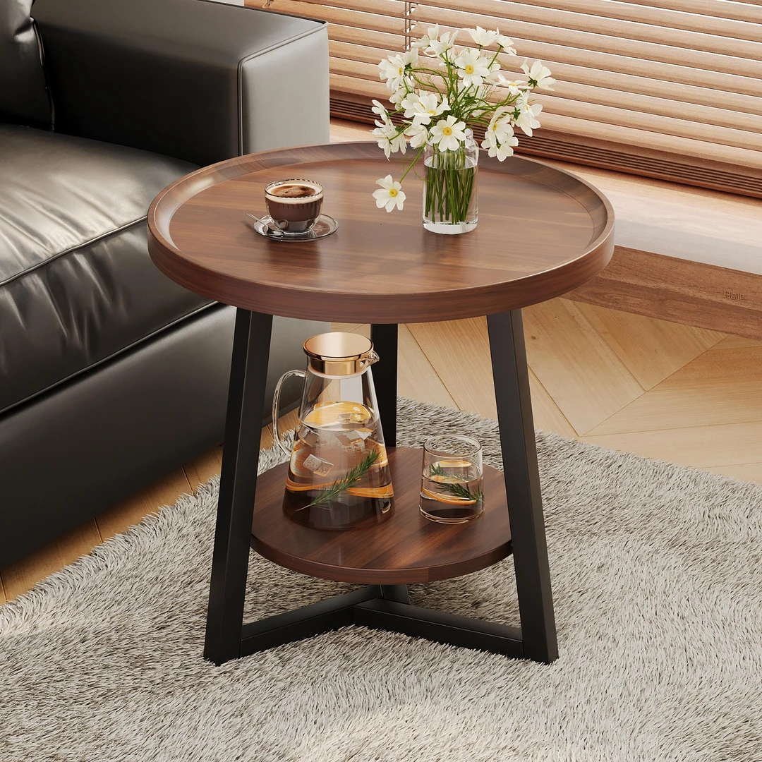 lKEA宜家茶几客厅家用小户型沙发边几小桌子圆形阳台茶桌卧室床头