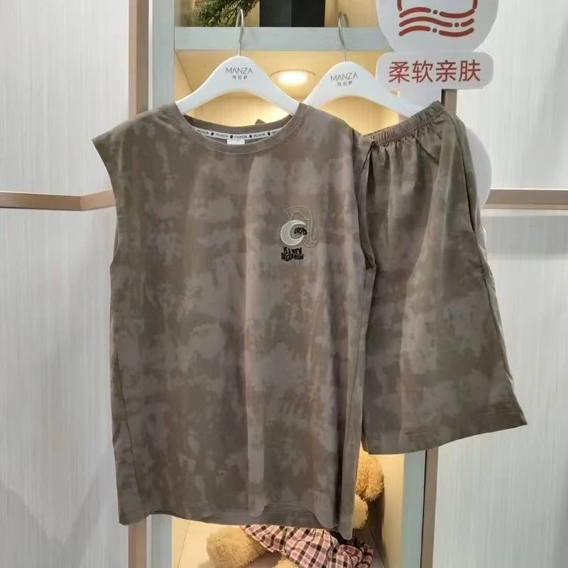 芬腾短袖莫代尔棉大码睡衣夏季速干氧气棉男士夏天短裤家居服套