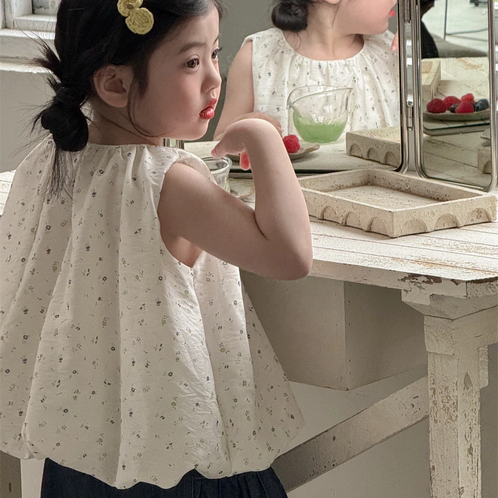 夏季童装韩版碎花小清新女童娃娃衫