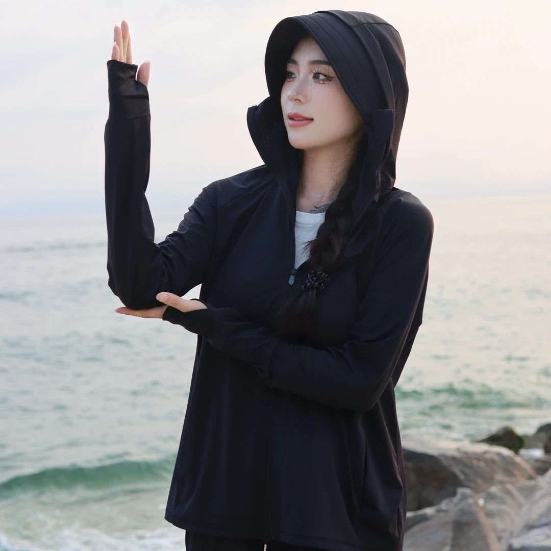 南雀冰感防晒衣女夏季凉感透气户外防紫外线轻薄宽松原纱型防晒服