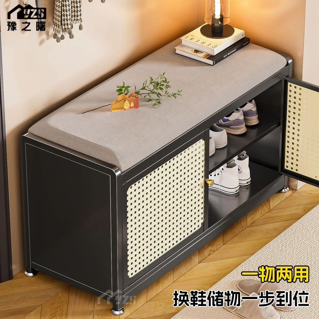藤编入户换鞋凳简约现代家用门口鞋柜坐凳小户型入户可坐穿鞋凳