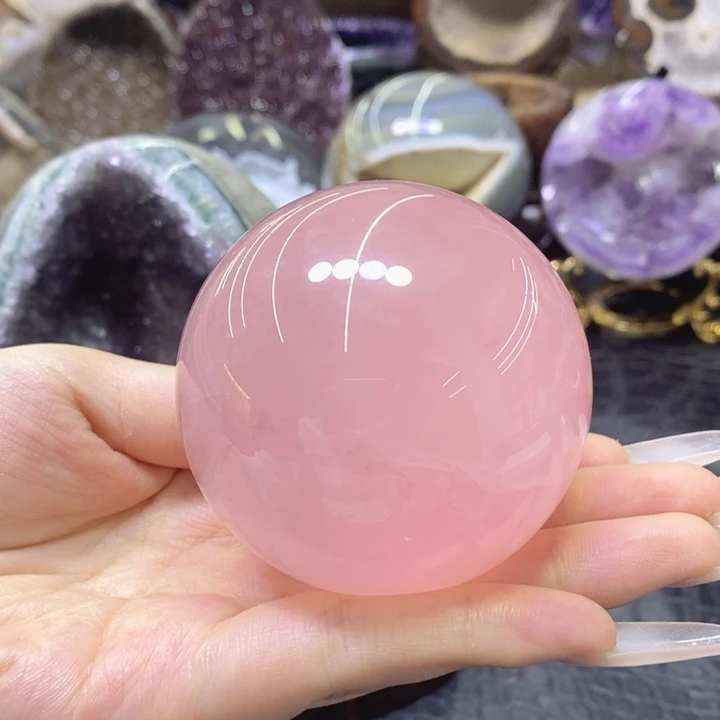 未镶嵌珠宝半成品紫晶粉晶球