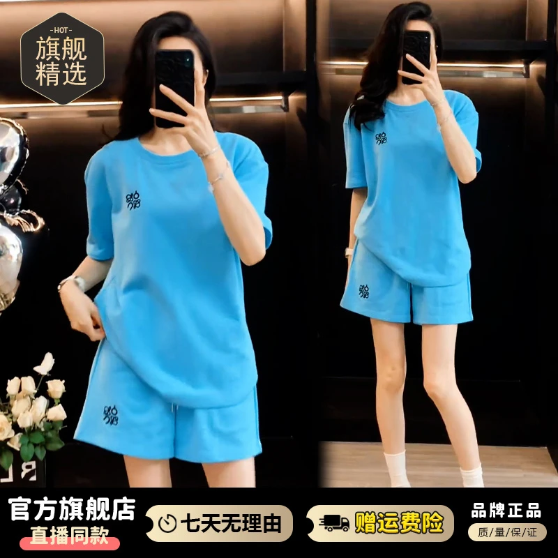 高含棉休闲设计感套装女2025年夏季新款气质显瘦上衣短裤两件套