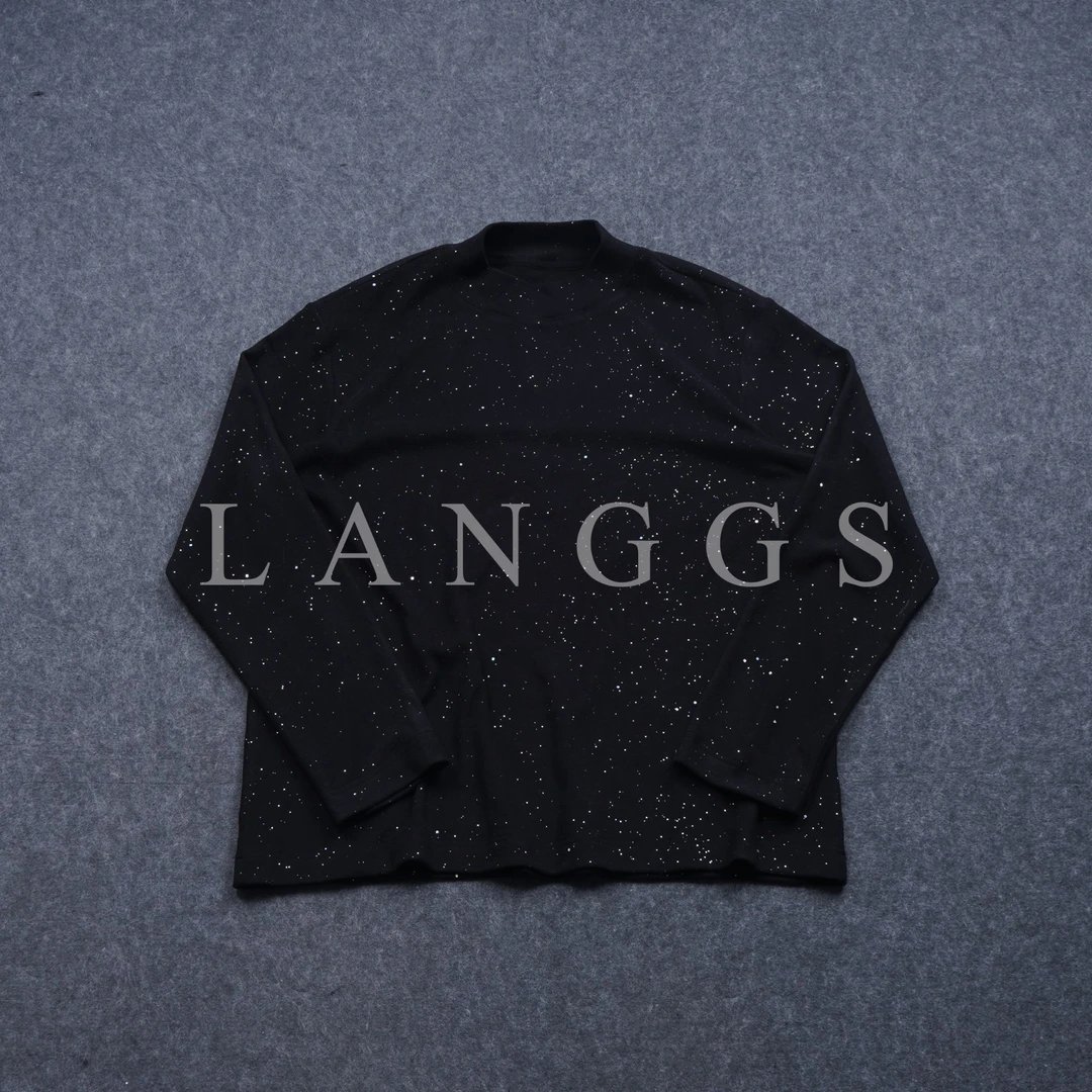 LANGGS&鸣谷 满天星羊毛高领宽松亮片长袖打底-FW54159