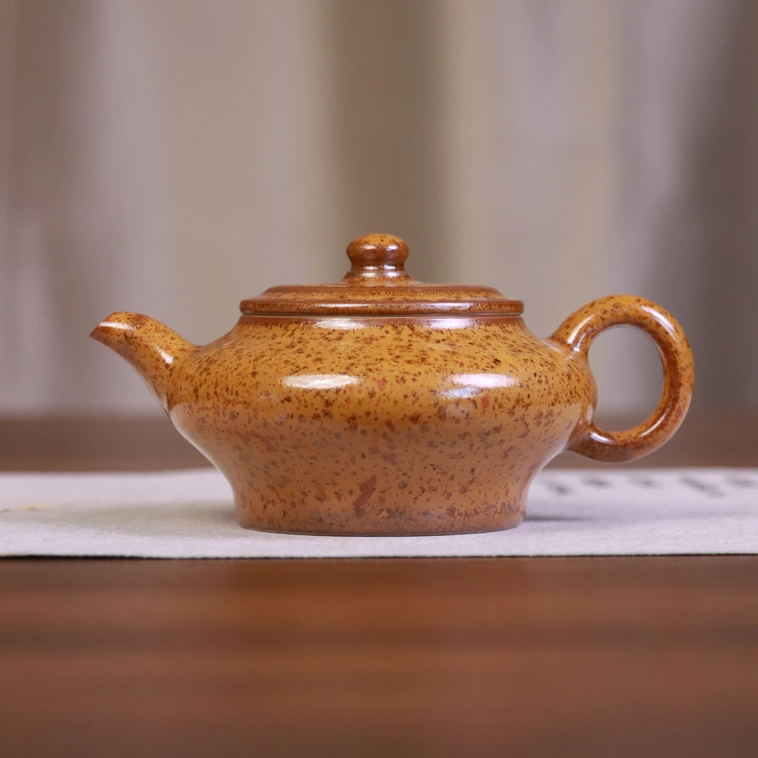 【悦窑】左釉青瓦壶.1454.中式复古金针釉茶壶泡茶器家用创意茶具