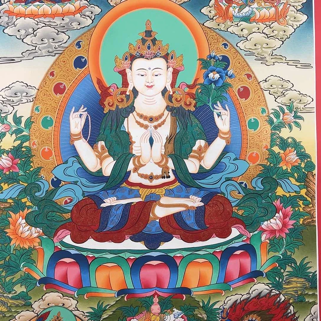 吊坠?****?全手绘尼泊尔唐卡四臂观音