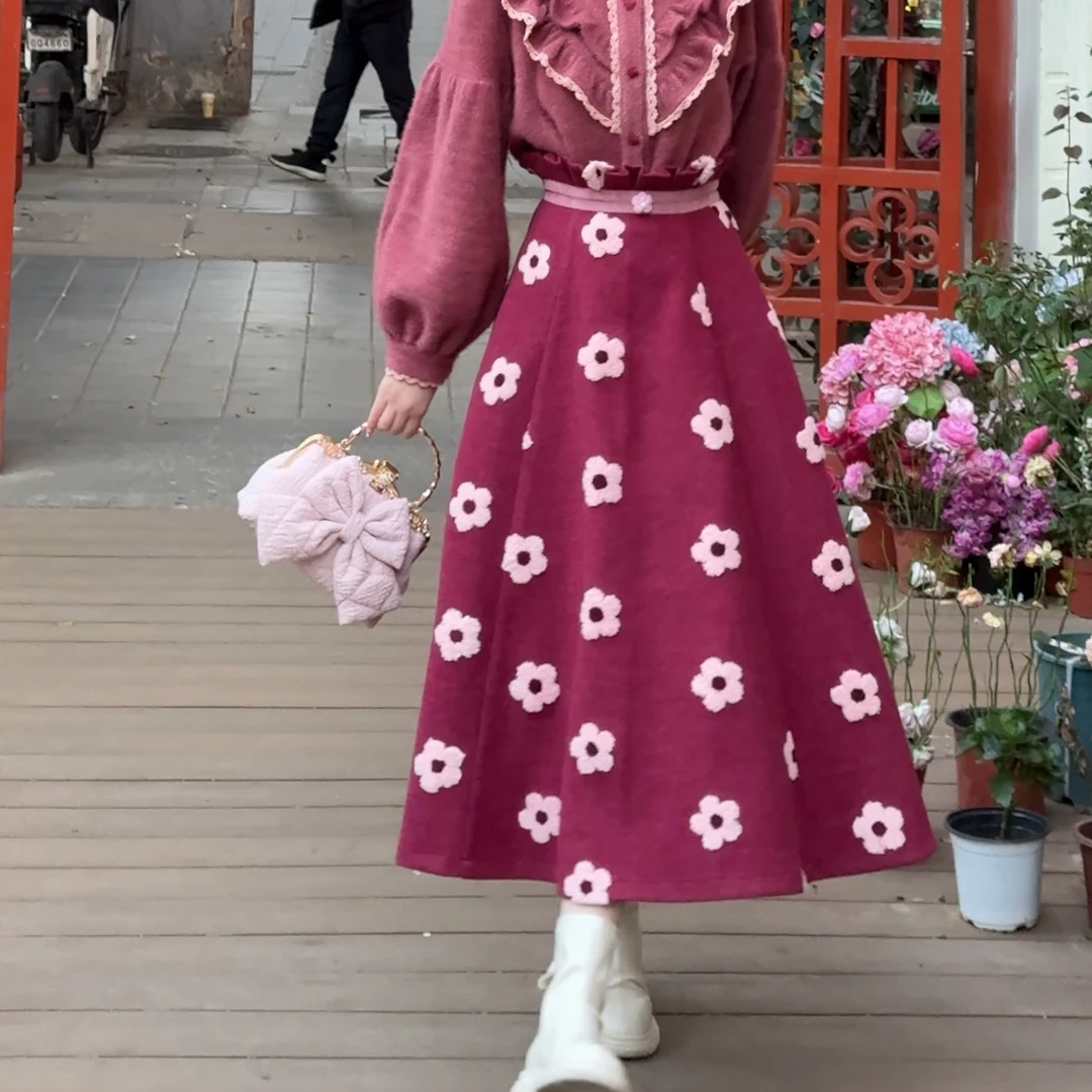 现货一生罗曼【干枯玫瑰】复古港风气质显瘦半身裙B991