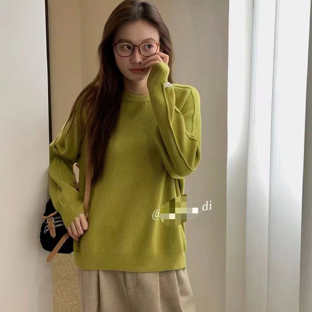 Meiky饼 韩系温柔 插肩袖圆领套头百搭加厚针织衫 5色