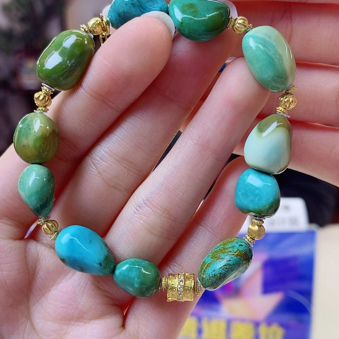 绿松石18K金镶嵌珠宝奇石