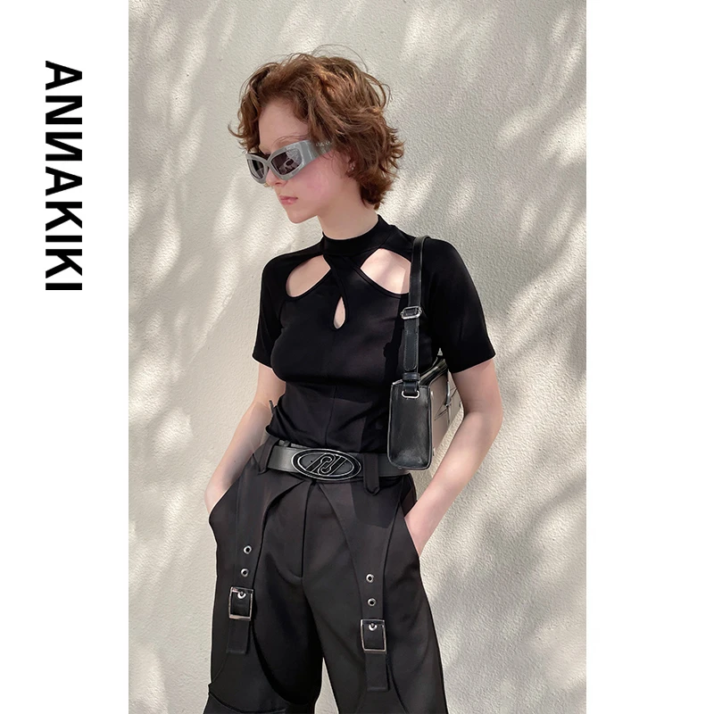 【COCO精选】ANNAKIKI 醋酸针织镂空交叉上衣 3C3X0204H147
