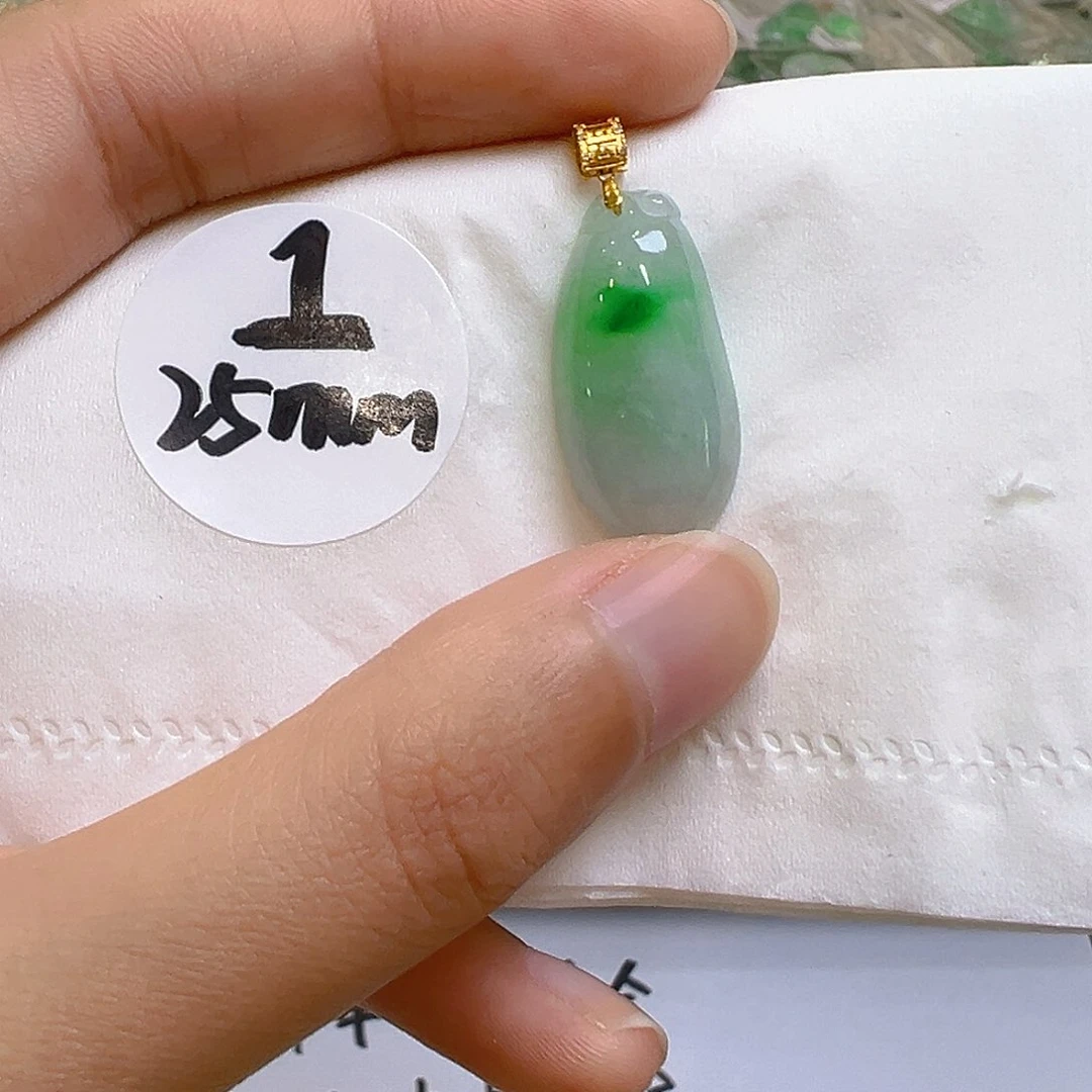 翡翠18K金镶嵌吊坠(不含链)翡翠