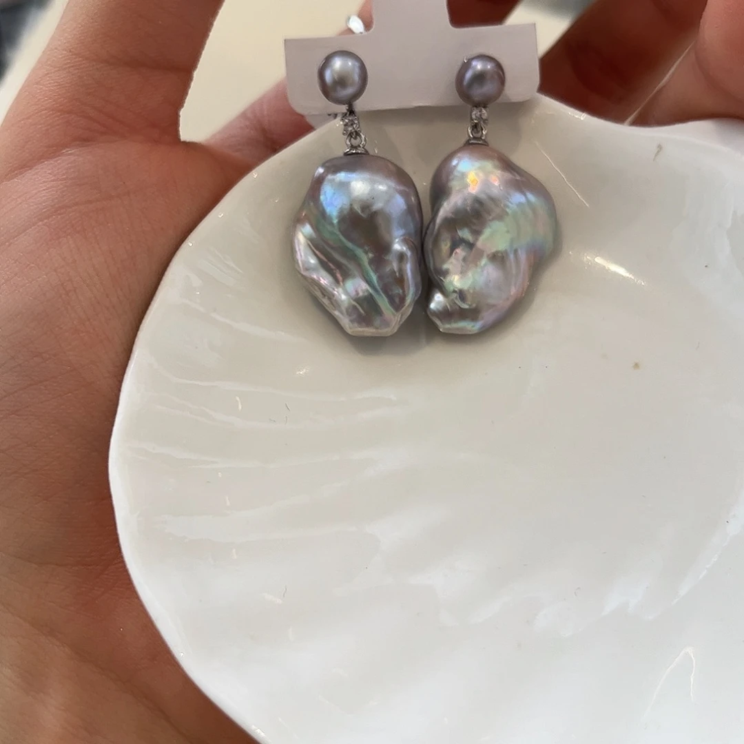 合金淡水珍珠耳饰