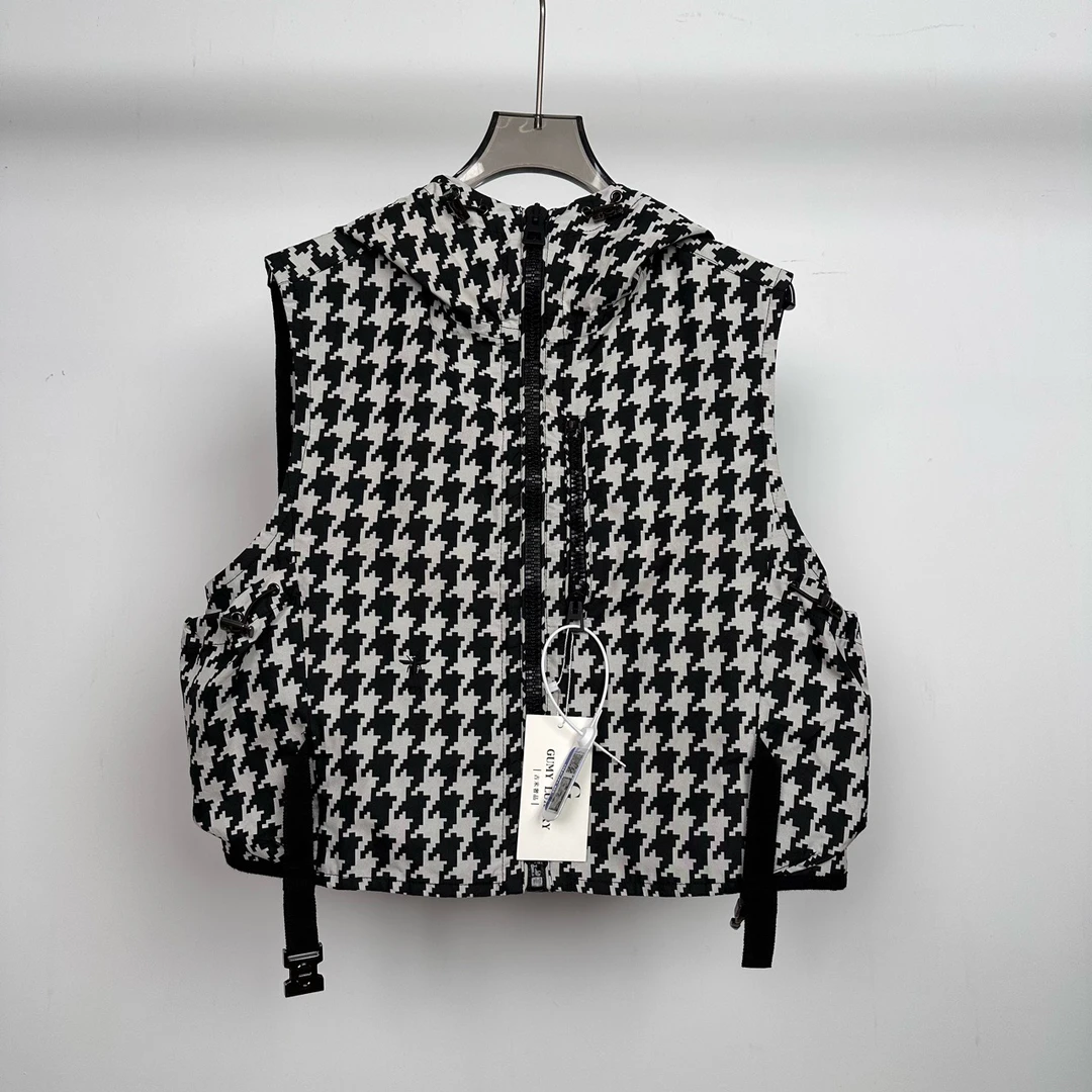 未使用 DIOR/迪奥 Dior/迪奥/黑白千鸟格背心 m码 GM004234