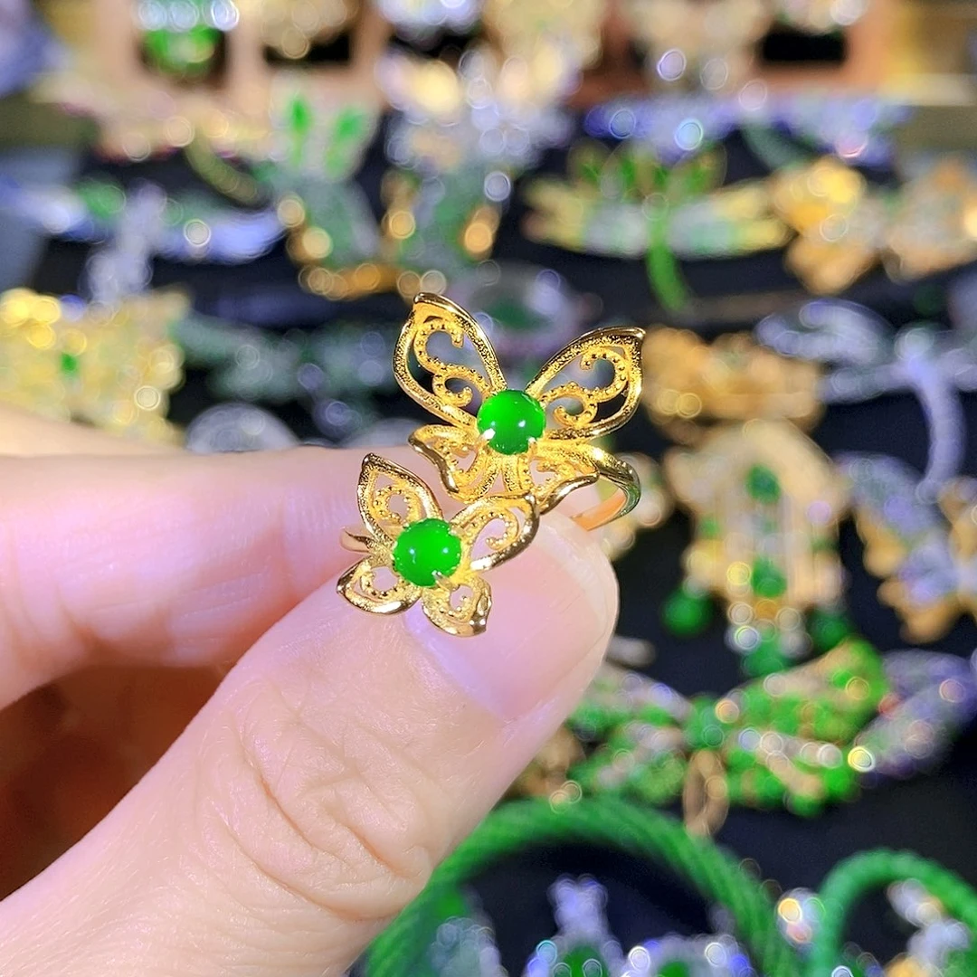 吊坠(不含链)银S925镶嵌翡翠