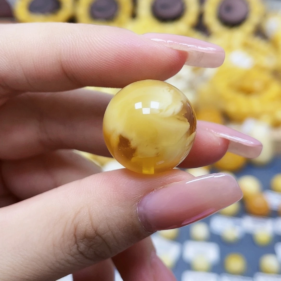未镶嵌琥珀珠宝奇石单珠尺寸19.7mm溶洞妖聚宝盆