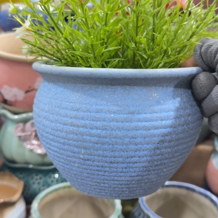 凑9块包邮，有孔，陶瓷花盆