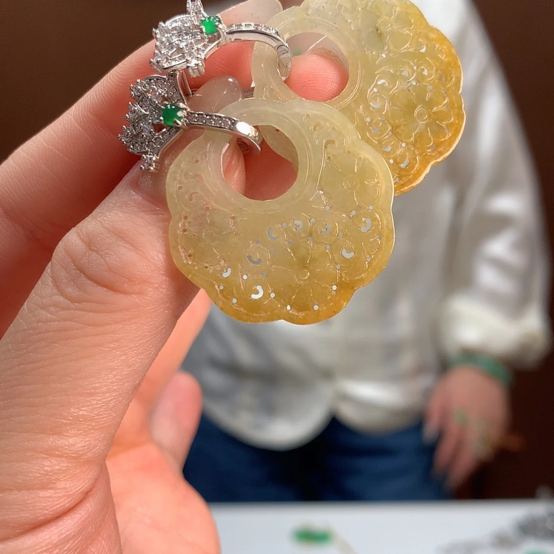 翡翠银S925镶嵌耳饰